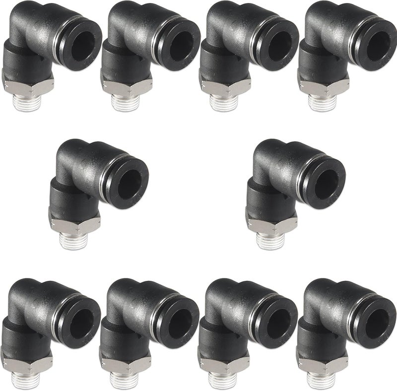 MSAEIQUN 3/8 Air hose fittings, Air fittings Male Elbow 3/8 Inch Tube OD x 1/8 NPT Thread Push to Connect Fitting, PL-3/8-N1 (Pack of 10) (3/8-1/8) - Image 1